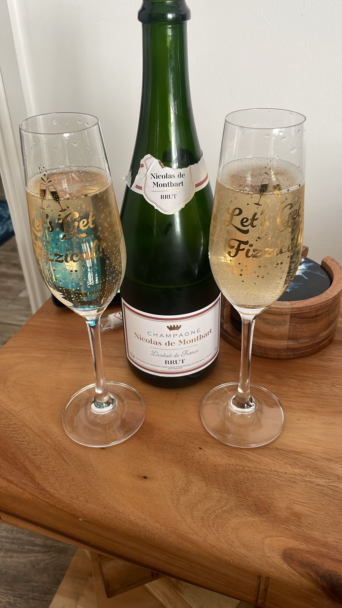 Set of Two 'Let's Get Fizzical' Champagne Flutes