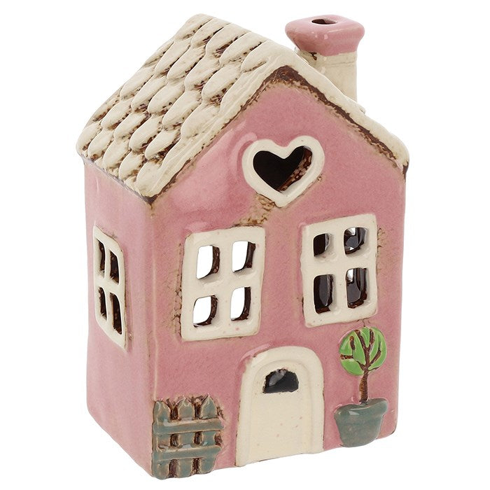 Village Pottery Pink House Tealight Holder