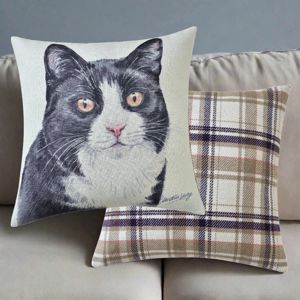 Black and White Cat Cushion