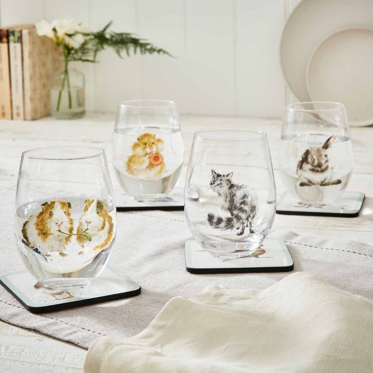 Wrendale Designs Set of 4 Animal Glass Tumblers