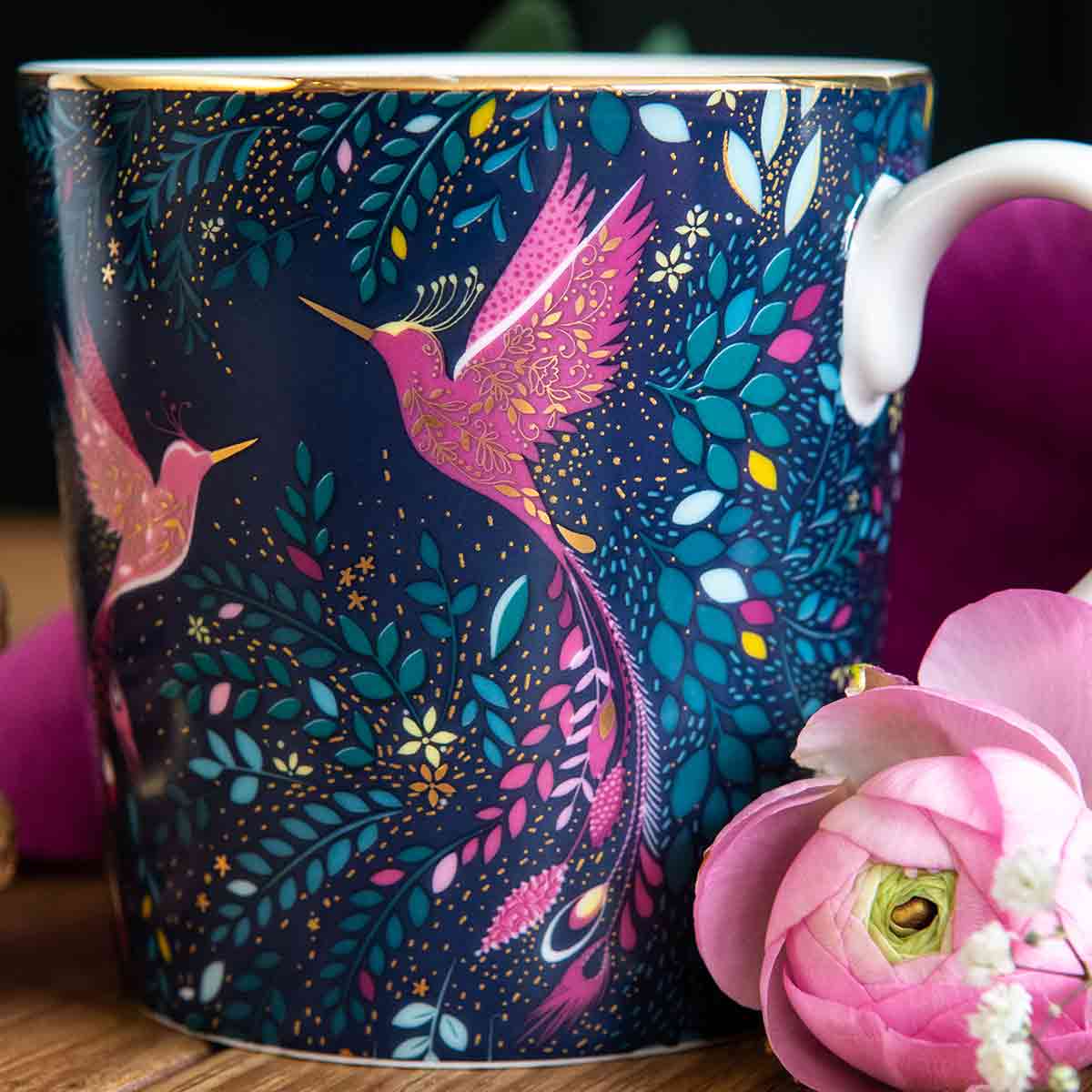 Sara Miller India Mug - Hummingbird Paradise