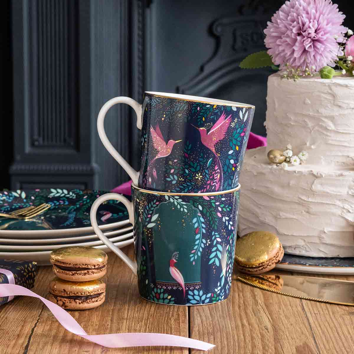 Sara Miller India Mug - Hummingbird Paradise