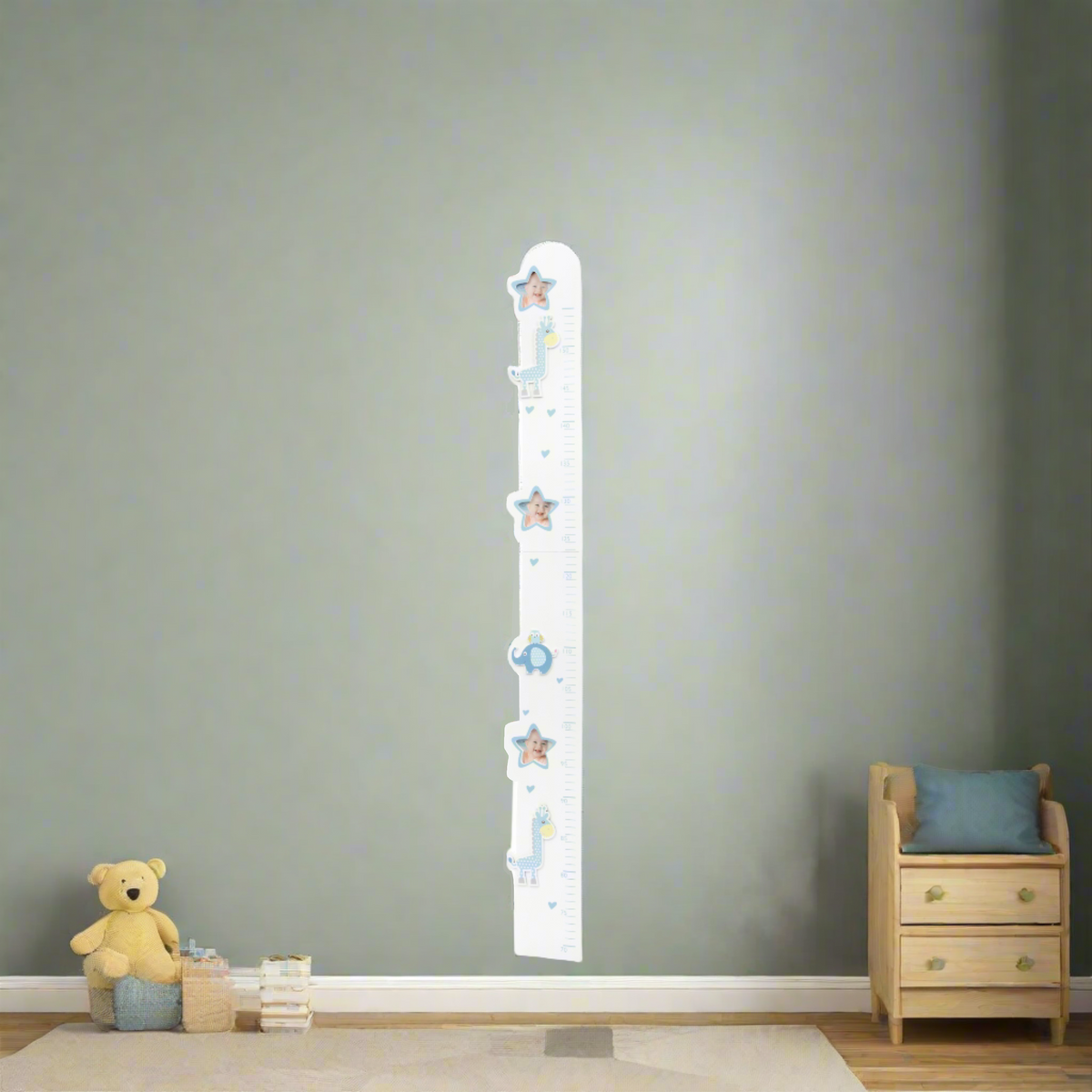 Blue Wooden Kids Height Chart