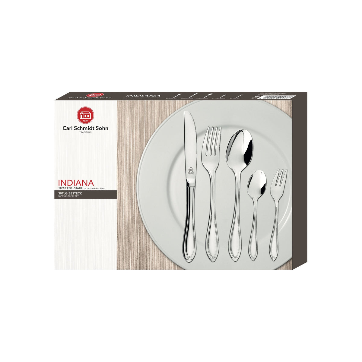 Indiana Mirror Chrome Cutlery Set - 30 Pieces