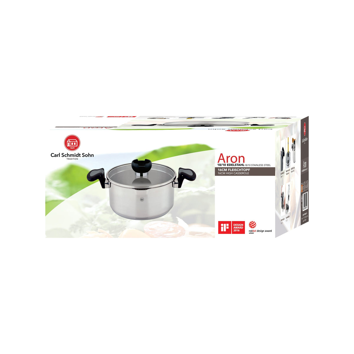 Aron Lift &amp; Pour Stainless Steel Casserole Pan - 16cm