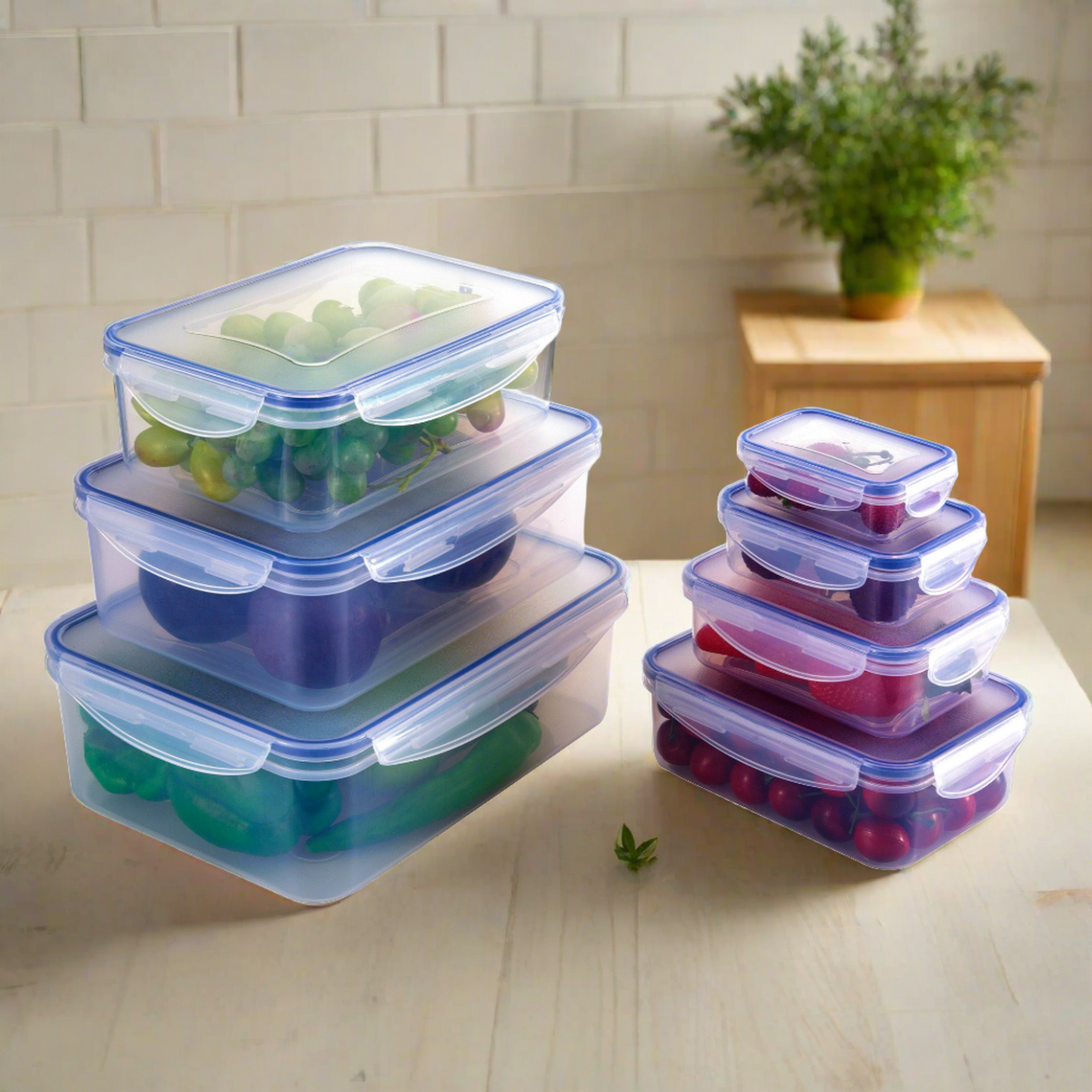 Seven Piece Rectangular Food Storage Set