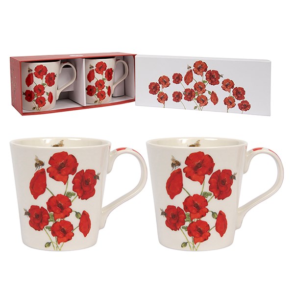 Beetanical Poppy Fine China Mugs Set of Two