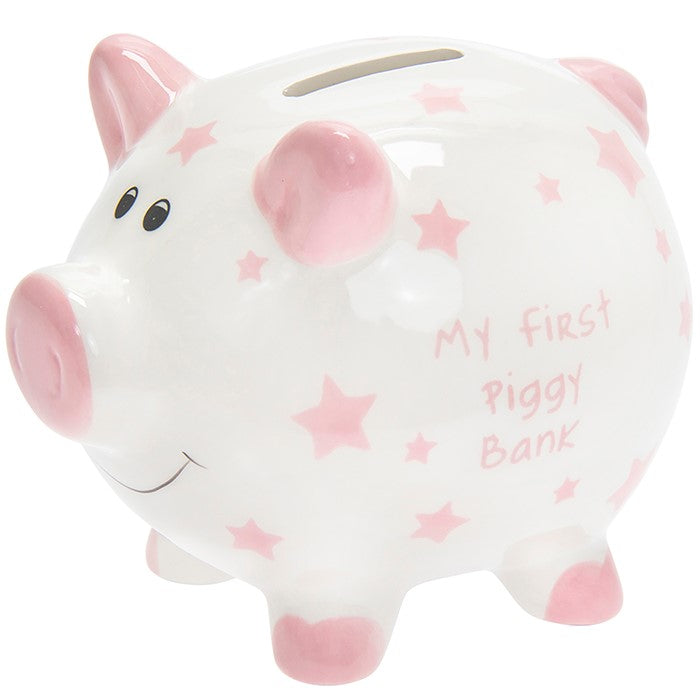 My First Money Box Pink Pig &amp; Star Design