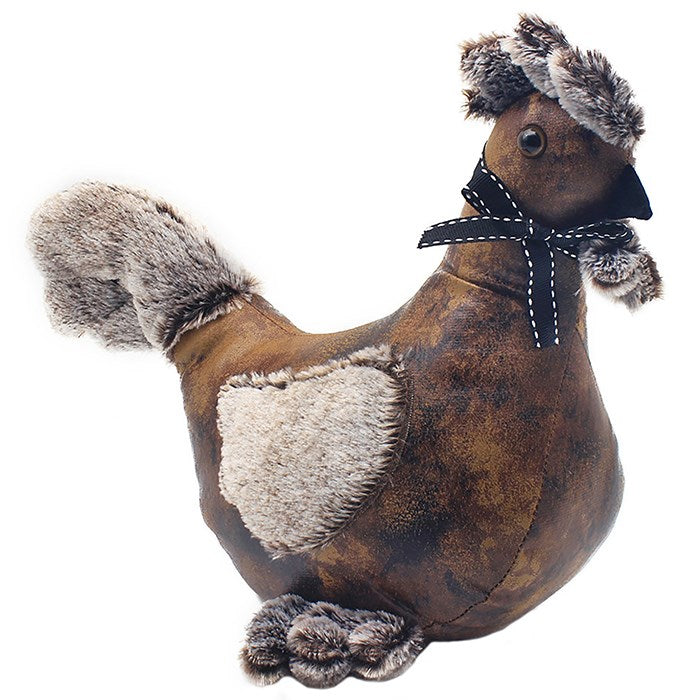 Brown Faux Leather Hen Doorstop