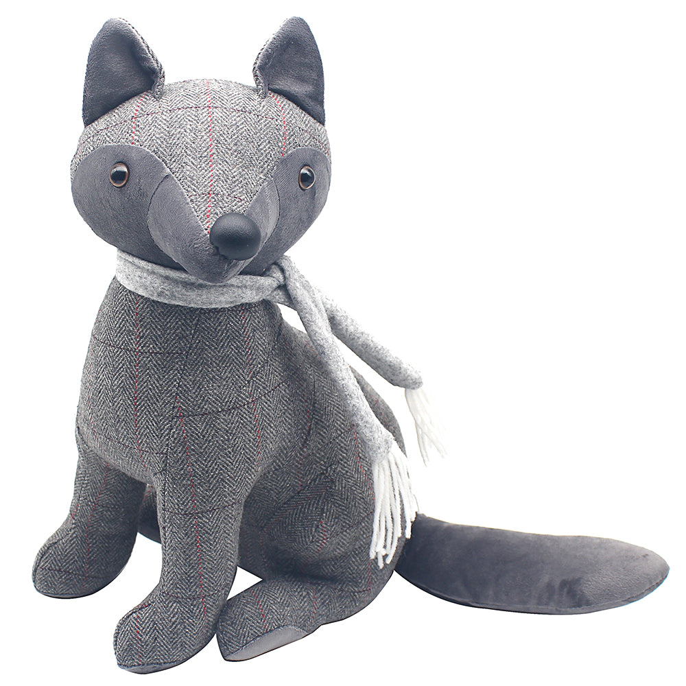 Fox with Scarf Doorstop in Grey