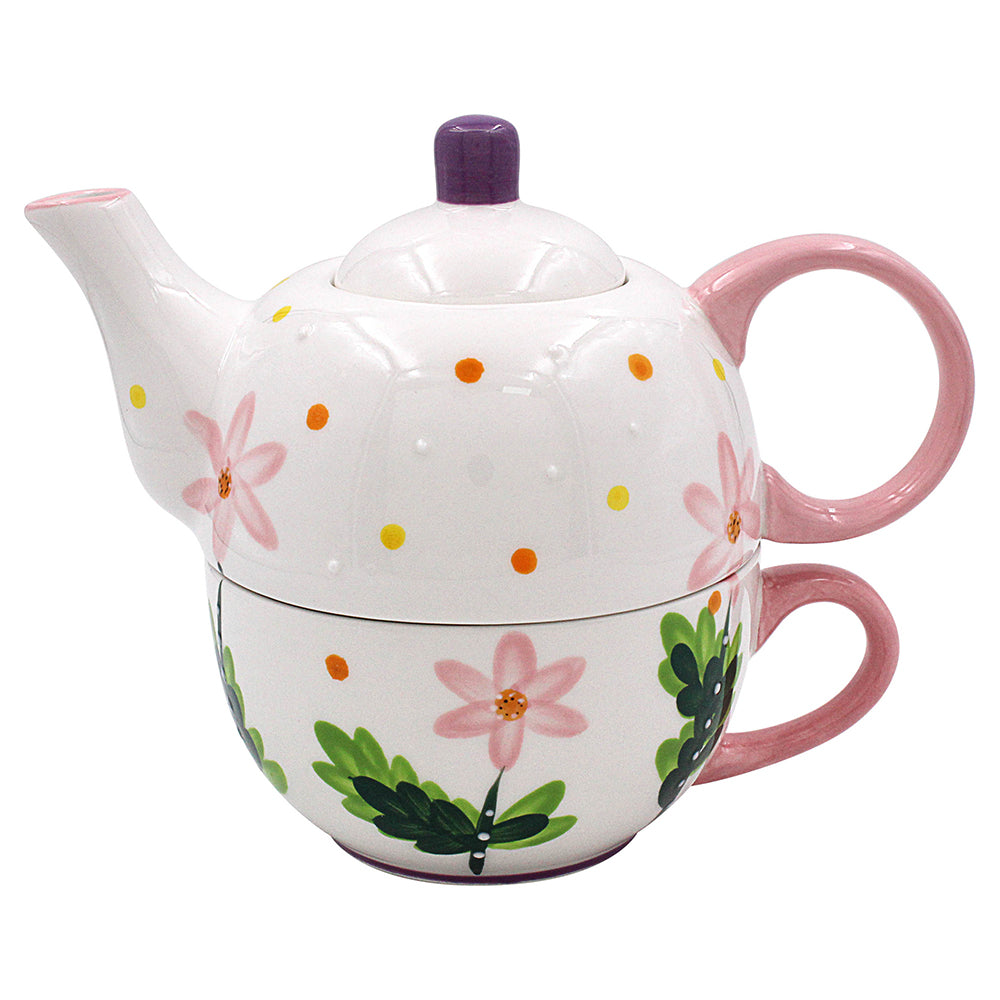 Floral Cosmos Fine China Tea For One