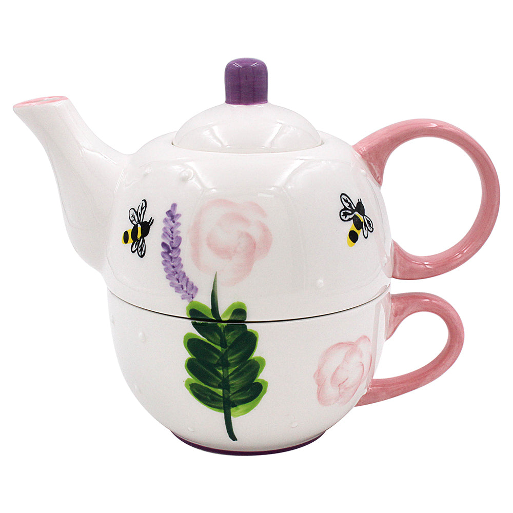 Roses &amp; Bees Fine China Tea For One