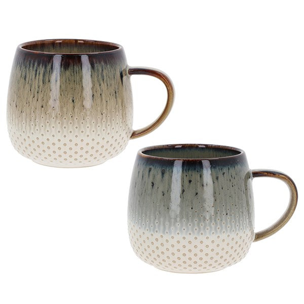 Reactive Glaze Spot Mugs - Set of 2