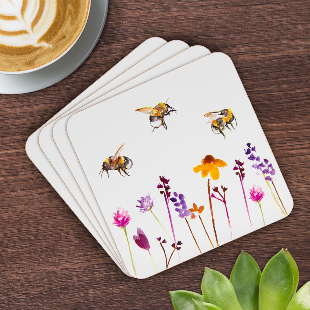 Busy Bees Drink Coasters - Set of 4