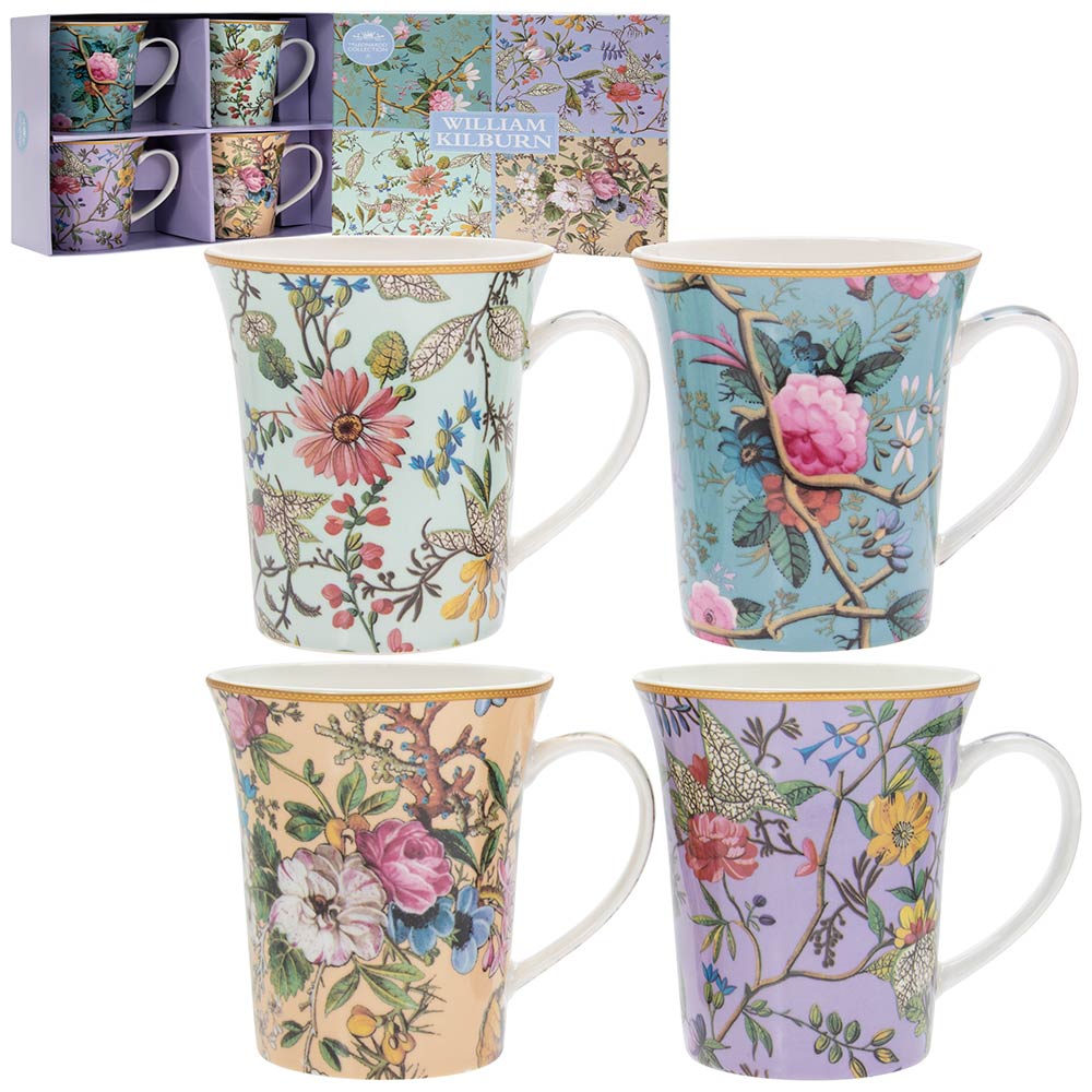 William Kilburn Fine China Mugs - Set of 4