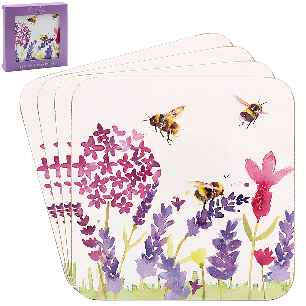 Lavender &amp; Bees Drink Coasters - Set of 4