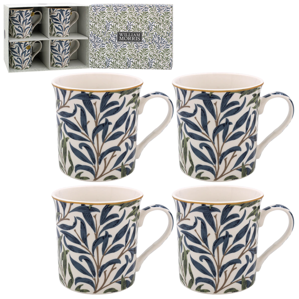 William Morris Willow Bough Set of 4 Gift Boxed Mugs