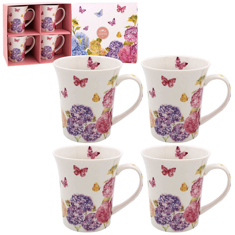 Butterfly Blossom Fine China Mugs Set of Four