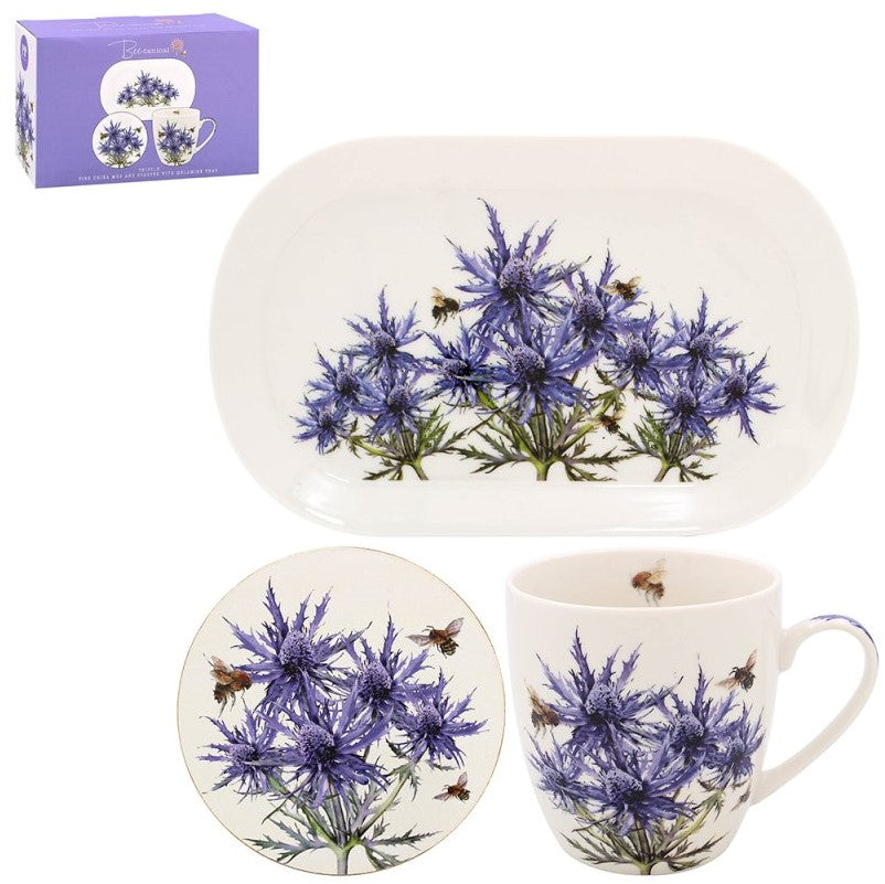 Bee-Tanical Mug, Coaster and Tray Set Thistle