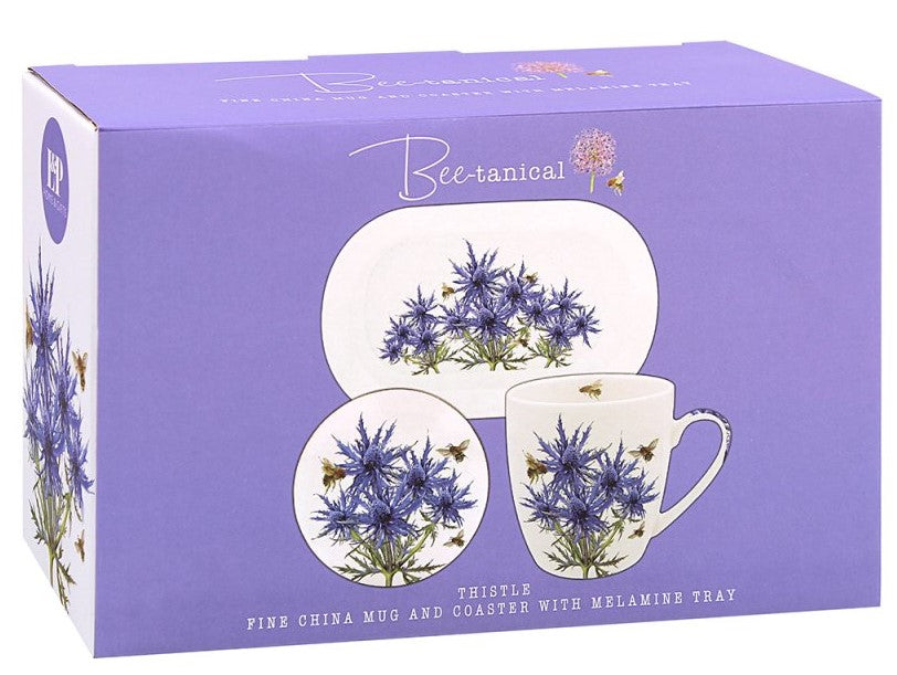 Bee-Tanical Mug, Coaster and Tray Set Thistle