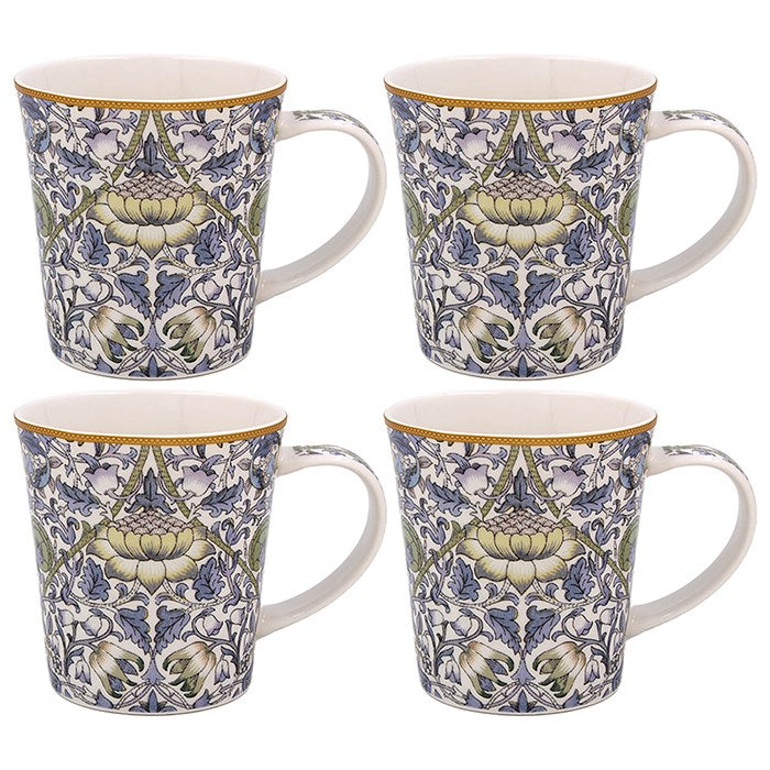 William Morris Lodden Fine China Mugs Set of Four