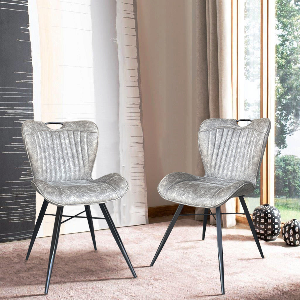 Mala Grey Fabric Dining Chairs - Set of Two