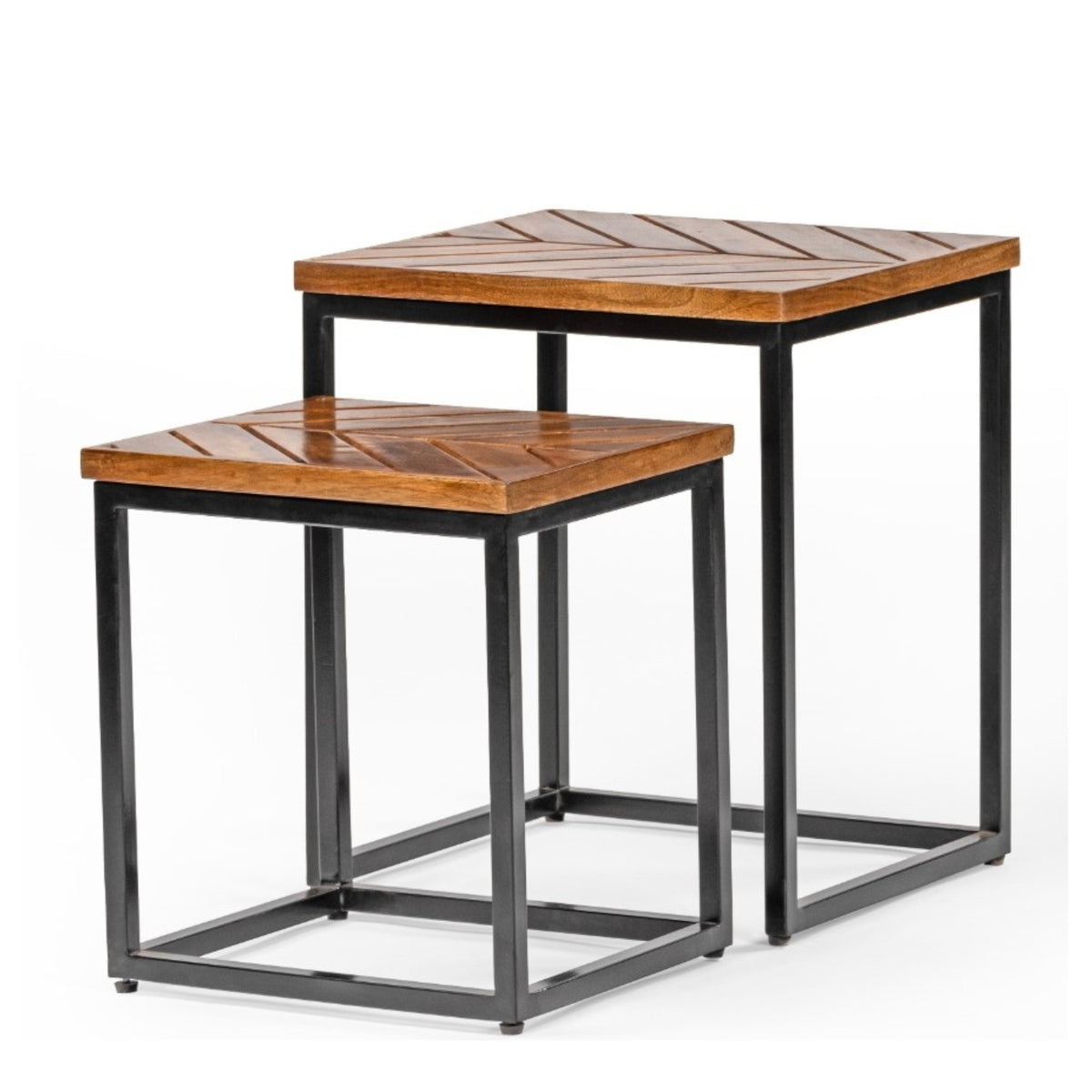 Parquet Set of Two Side Tables