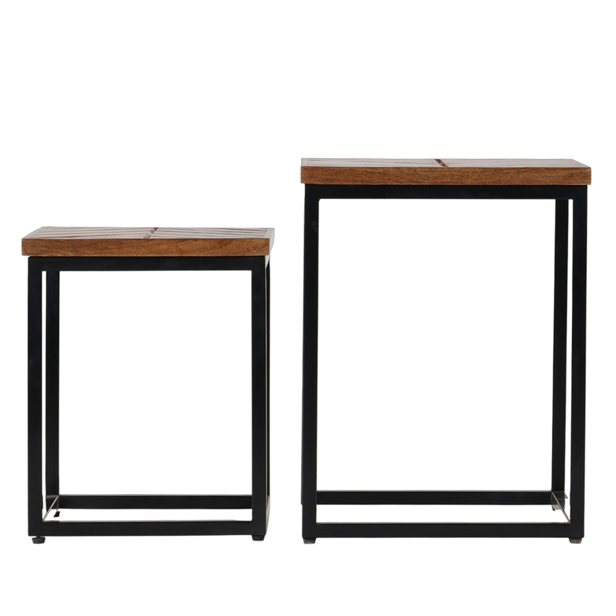 Parquet Set of Two Side Tables