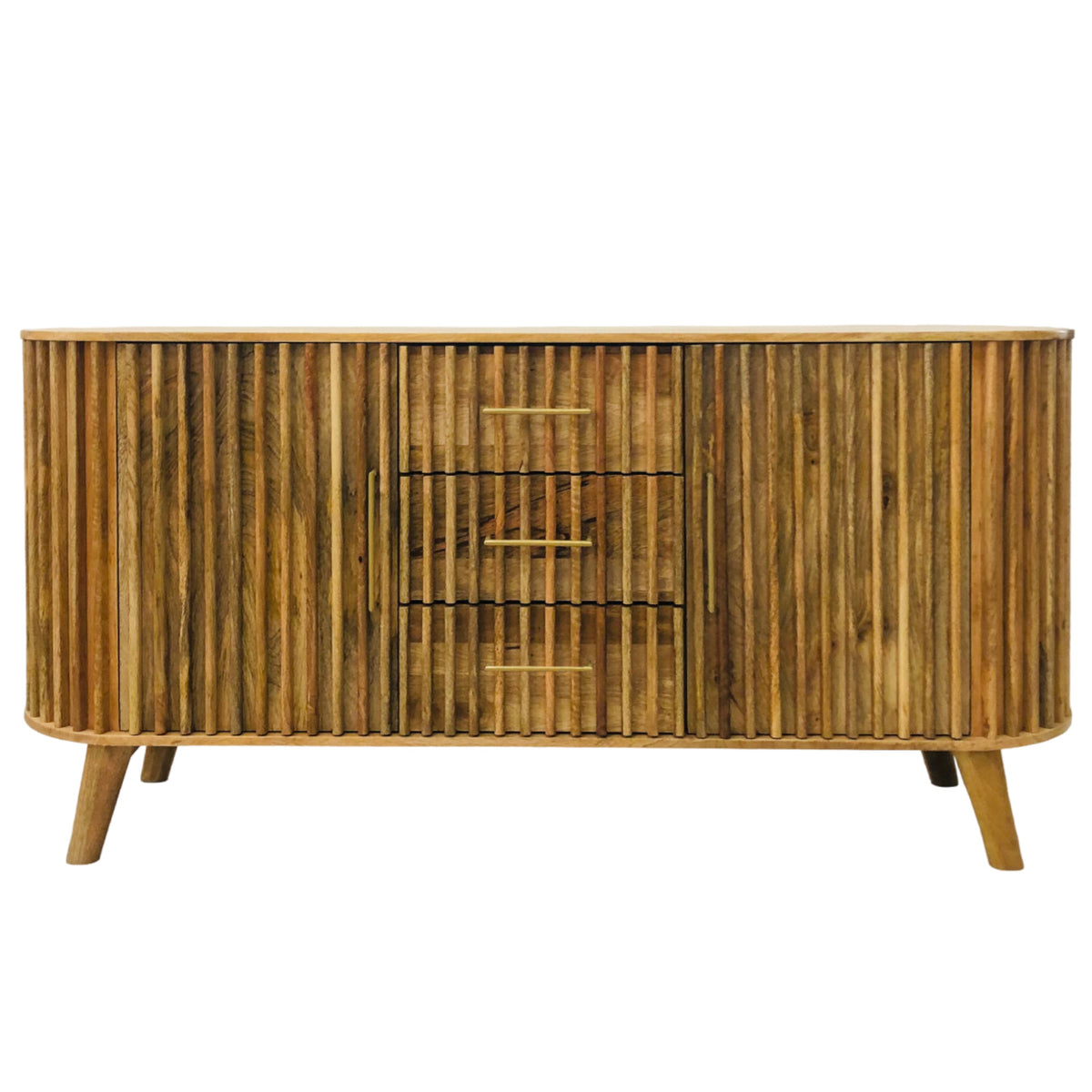 Slatted Mango Wood 2 Door Sideboard