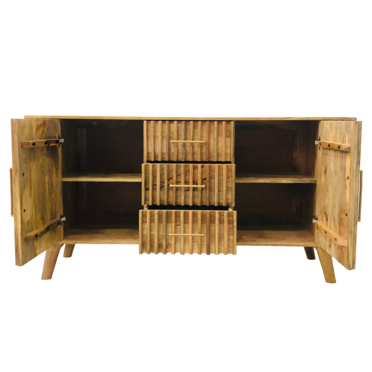 Slatted Mango Wood 2 Door Sideboard