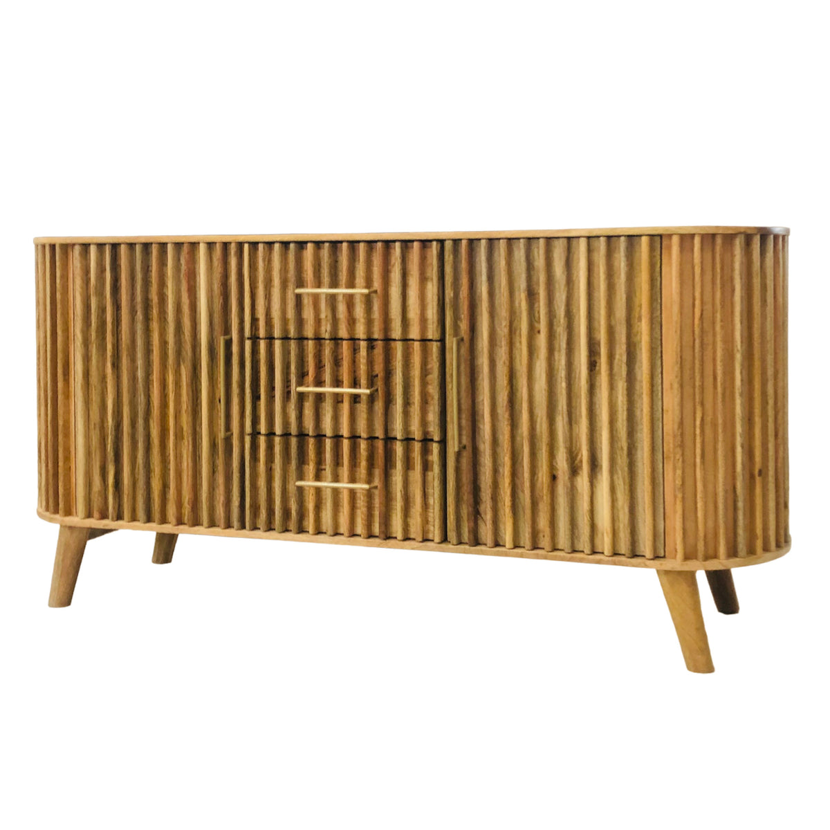 Slatted Mango Wood 2 Door Sideboard