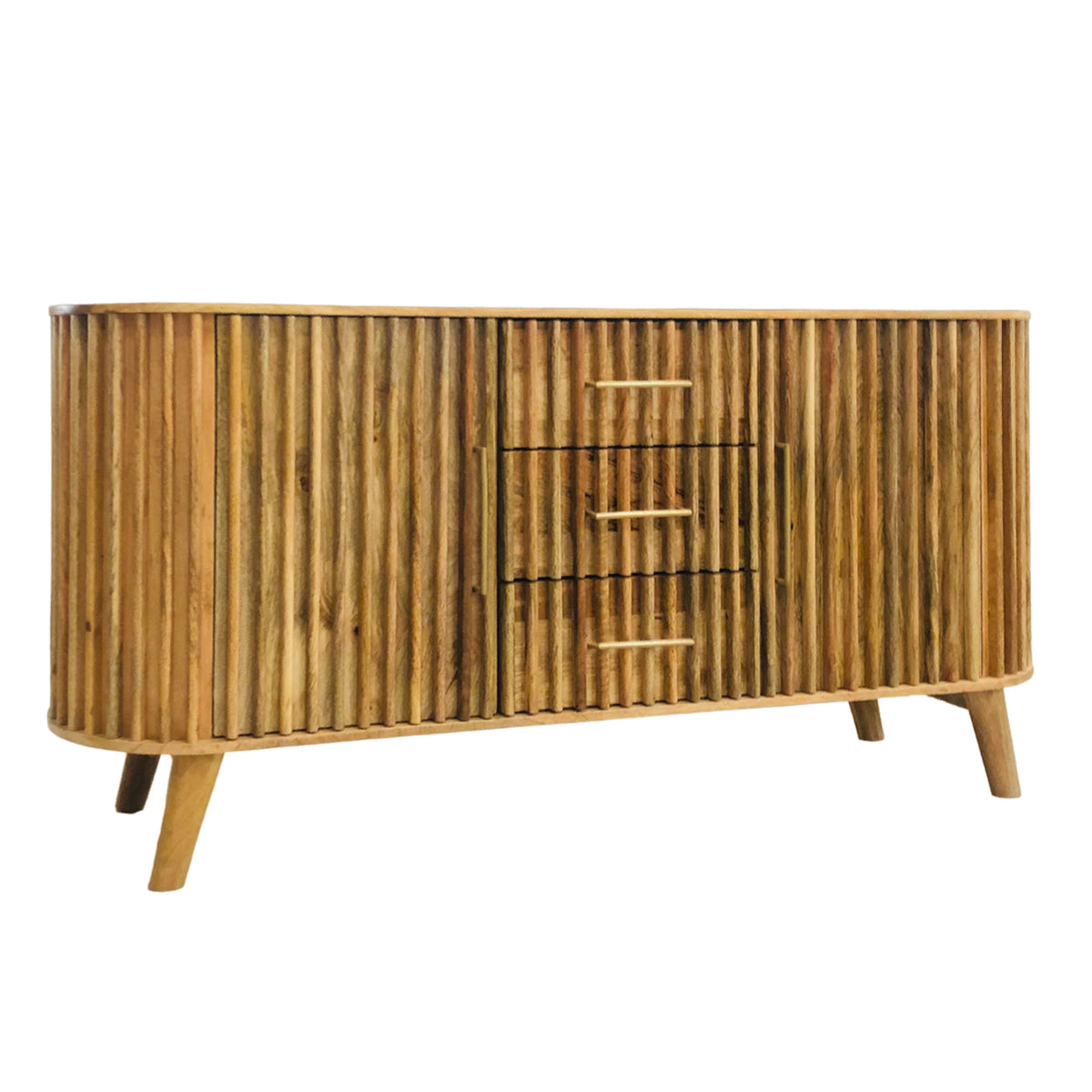 Slatted Mango Wood 2 Door Sideboard