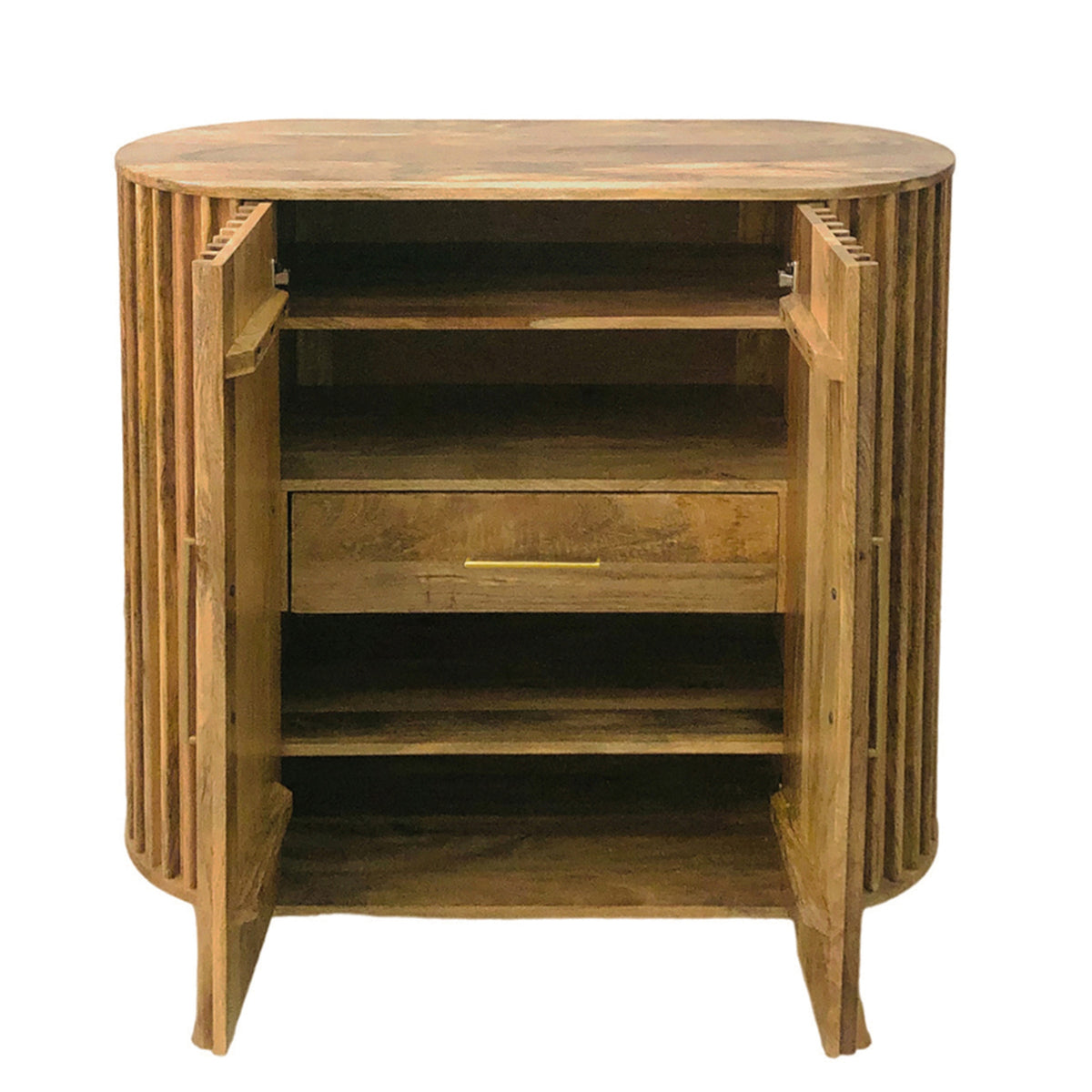 Slatted Mango Wood 2 Door Highboard