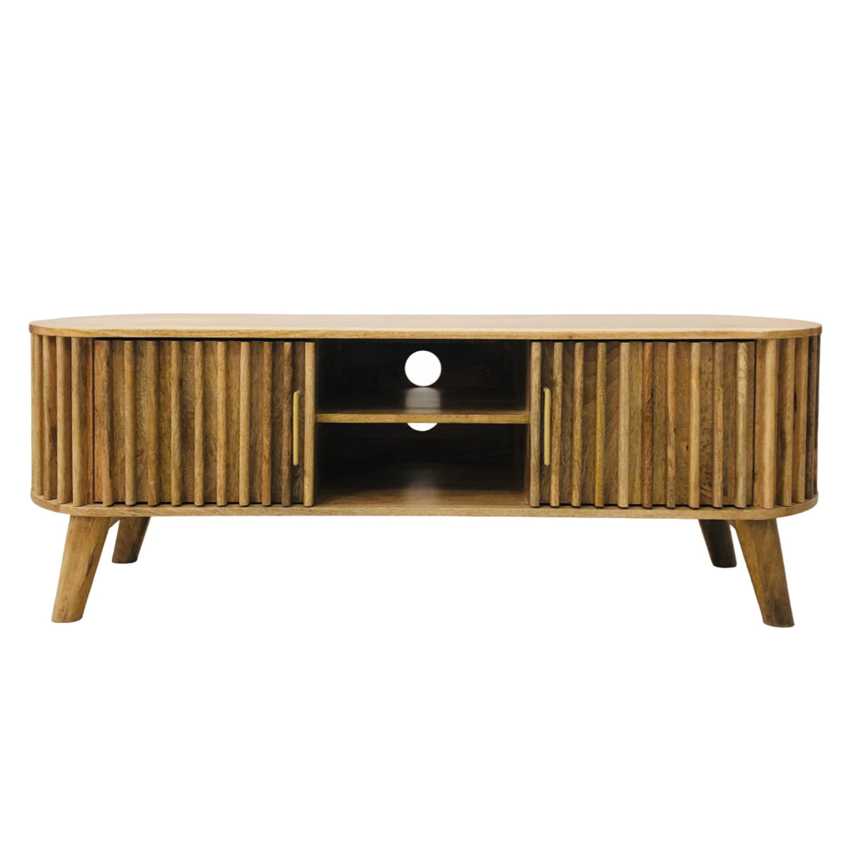 Slatted Mango Wood TV Unit