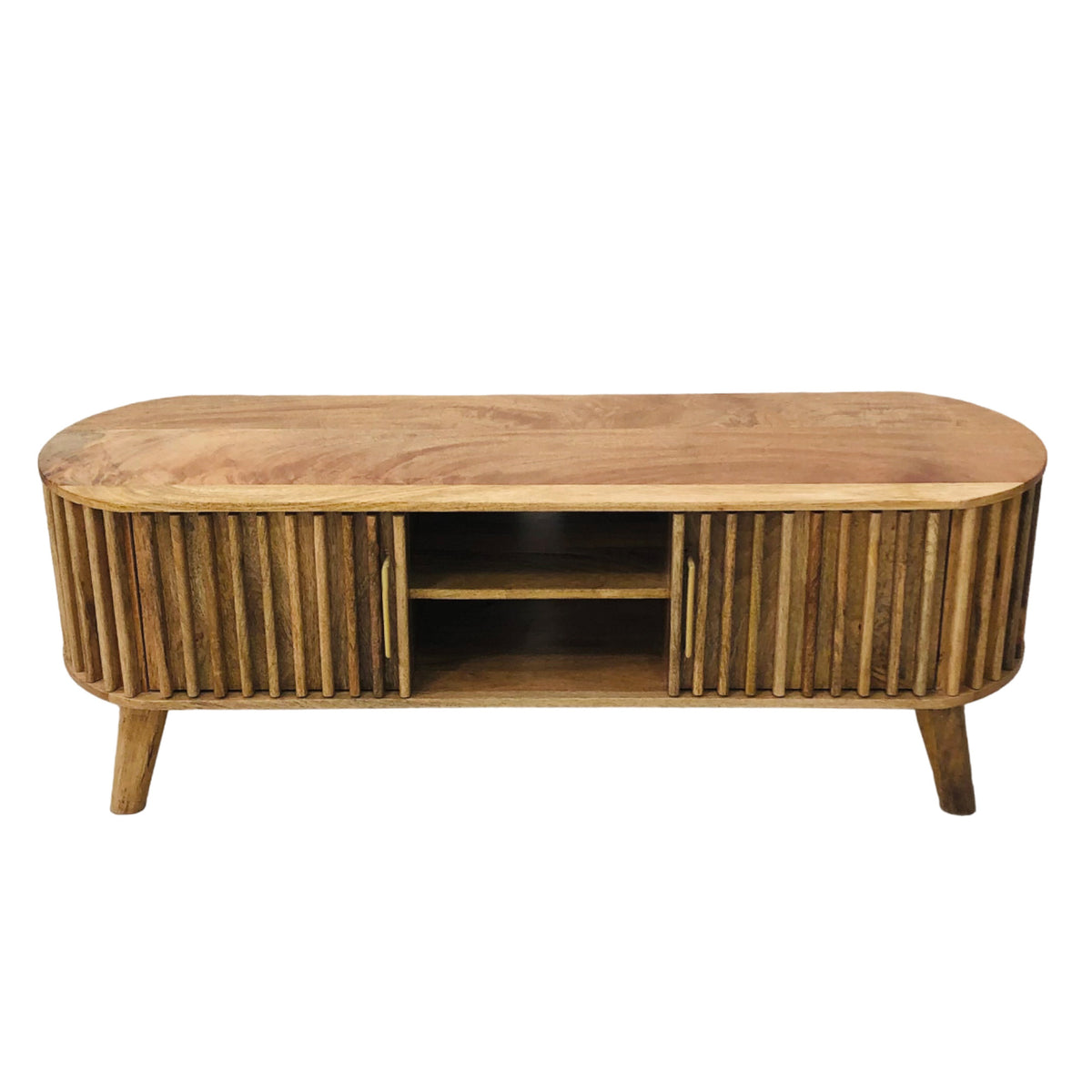 Slatted Mango Wood TV Unit