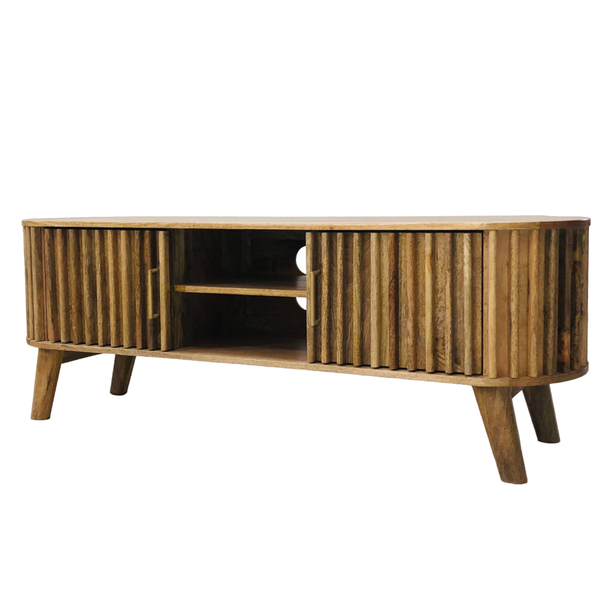 Slatted Mango Wood TV Unit