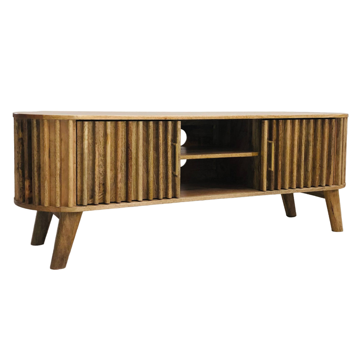 Slatted Mango Wood TV Unit