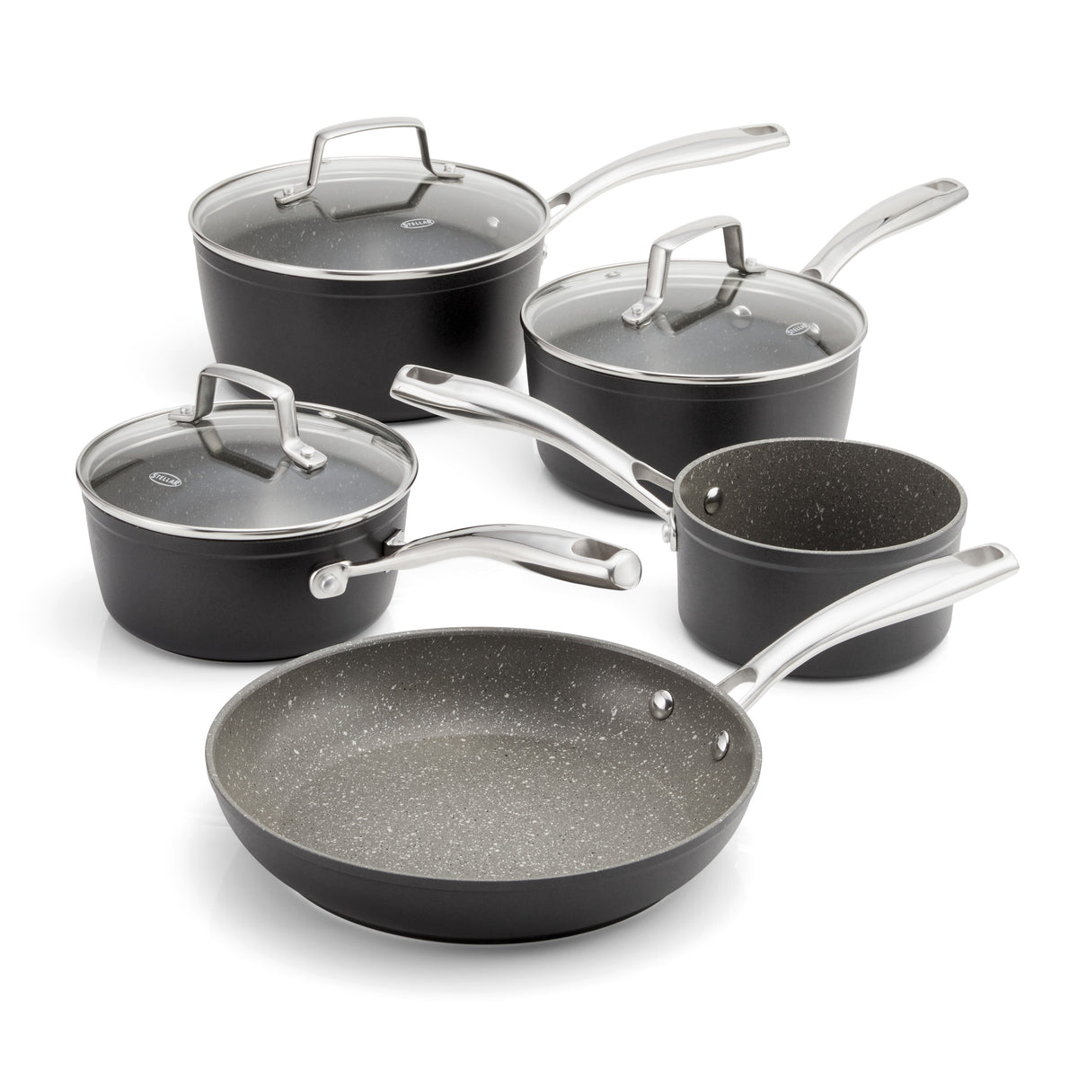 Stellar Rocktanium 5 Piece Non-Stick Saucepan &amp; Frying Pan Set