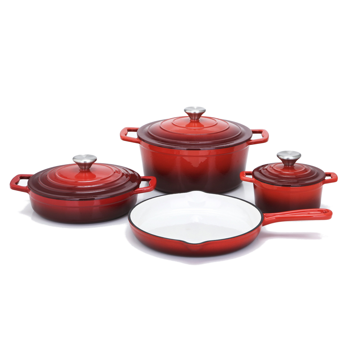 Xanten 4pcs Cast Iron Casserole Set - Red