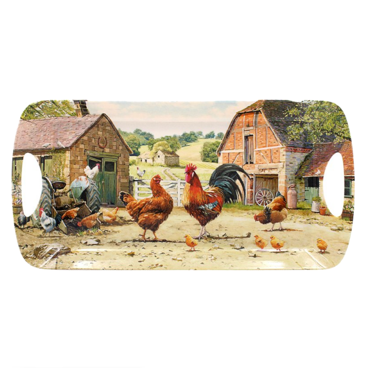 Cockerel &amp; Hen Medium Serving Tray