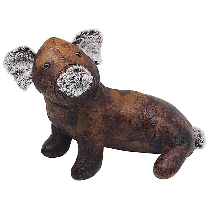 Pig Doorstop in Brown Faux Leather