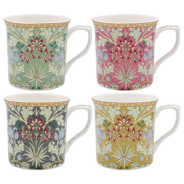 Set of 4 William Morris Hyacinth Fine China Mugs