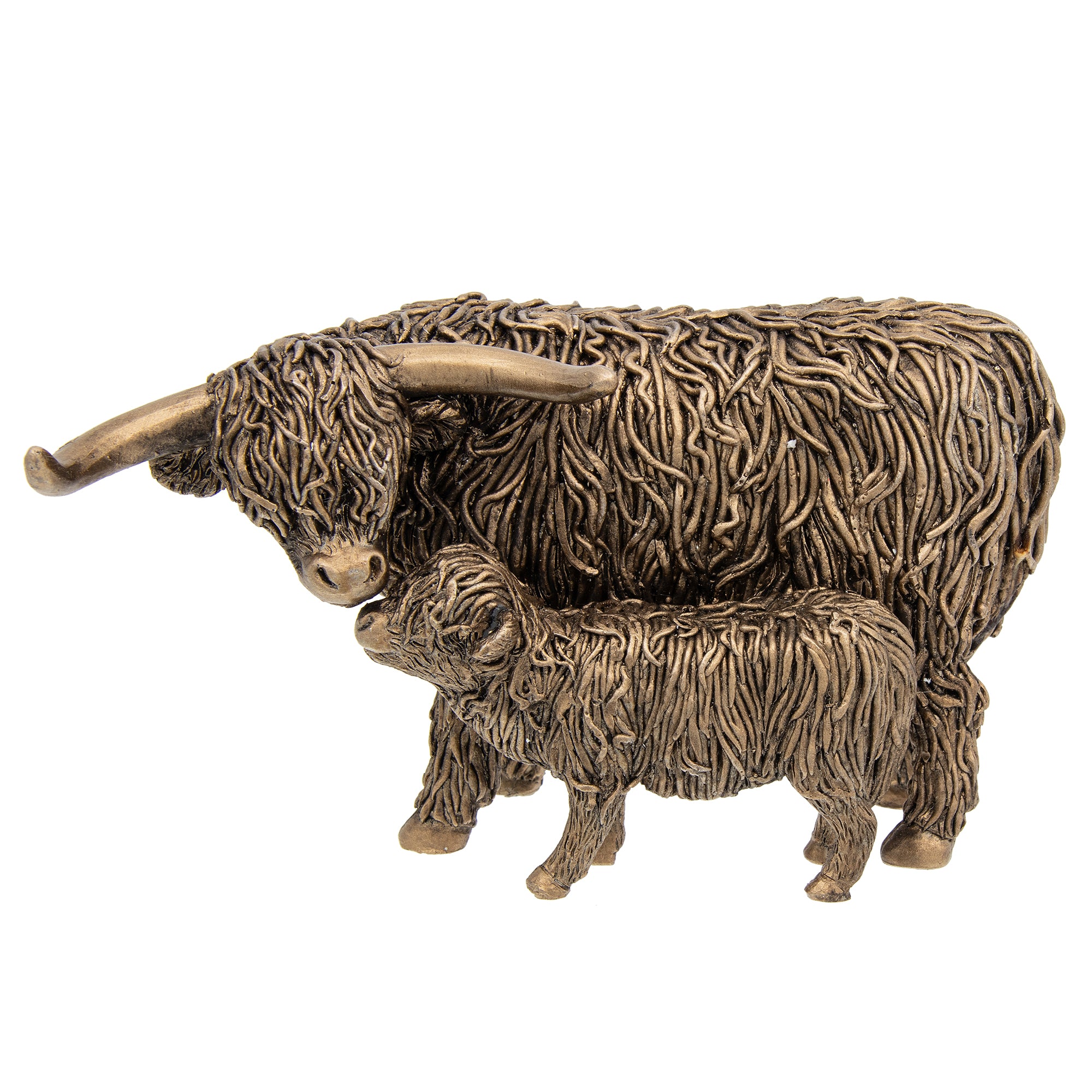 Bronze Highland Cow & Calf Ornament - Small