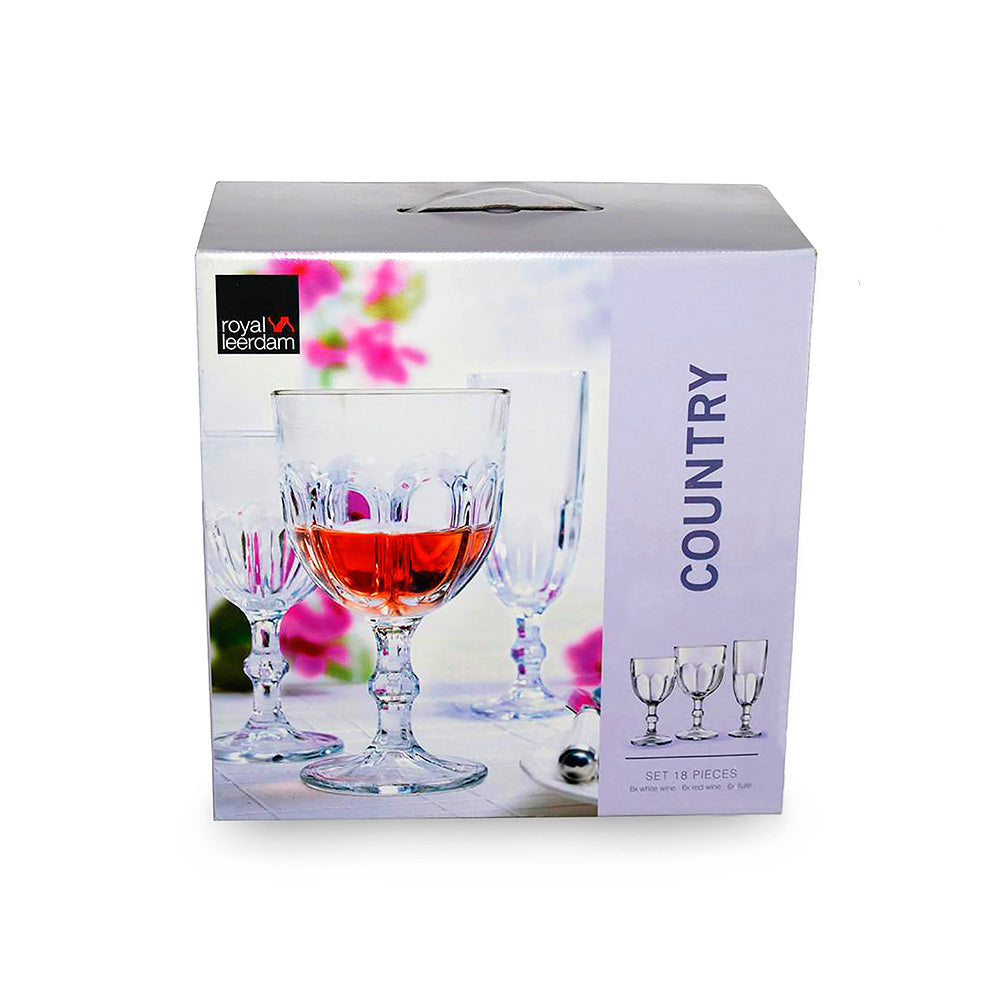 18 Pieces Glassware Drinks Set - White Wine, Red Wine &amp; Champagne