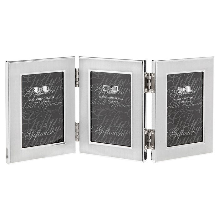 Satin Silver Triple Aperture Photo Frame 2 x 3-inch