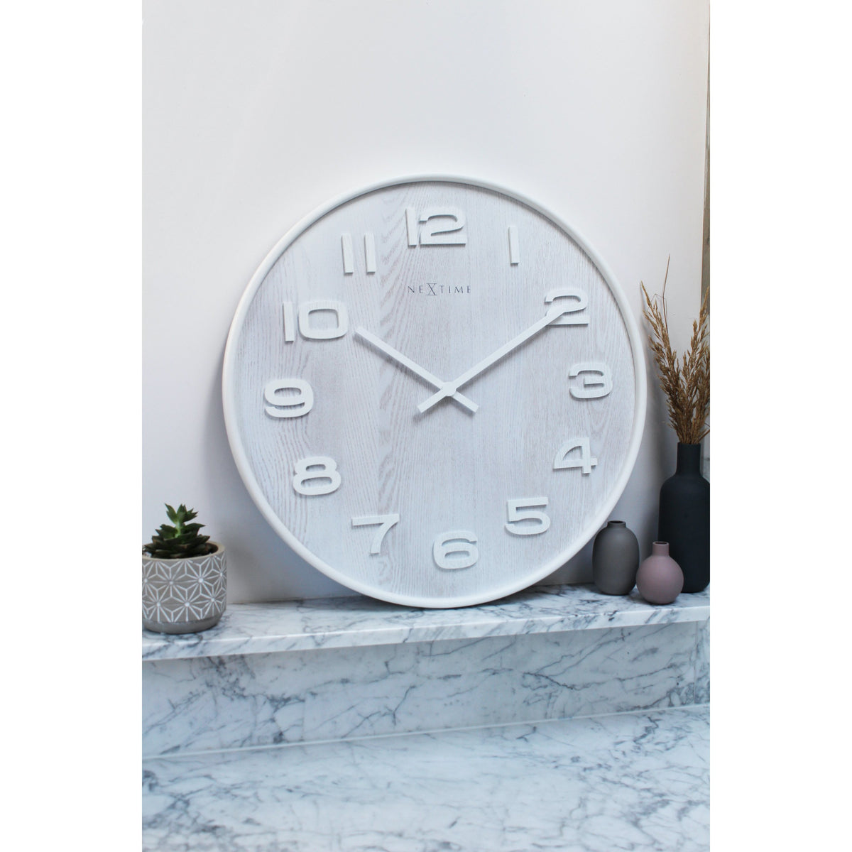 NeXtime - Wall clock – 52.8 x 3 cm - Wood - White - &#39;Wood Wood Big&#39;