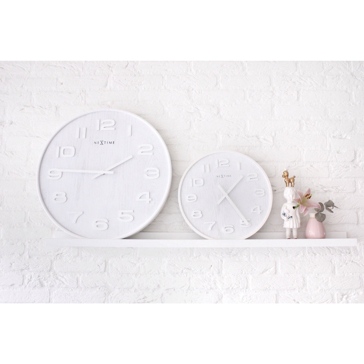 NeXtime - Wall clock – 52.8 x 3 cm - Wood - White - &#39;Wood Wood Big&#39;