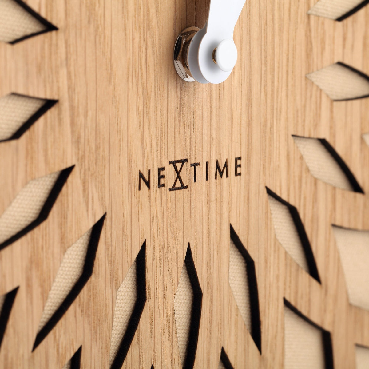 NeXtime - Wall clock – Ø 50 cm - Wood &amp; Fabric - Beige - &#39;Sun Big&#39;