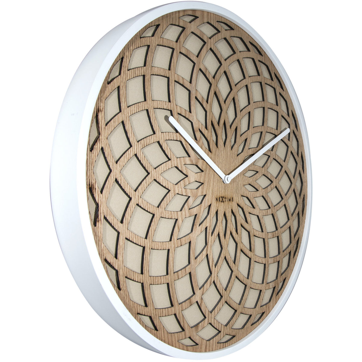 NeXtime - Wall clock – Ø 50 cm - Wood &amp; Fabric - Beige - &#39;Sun Big&#39;