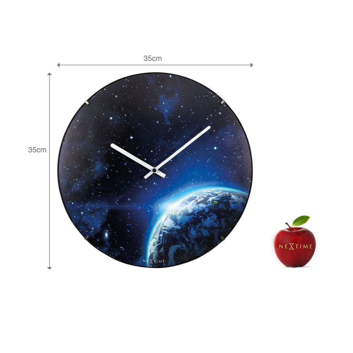 NeXtime - Wall clock - Ø 35 cm - Dome Glass - Glow-in-the-dark-  &#39;Globe dome&#39;